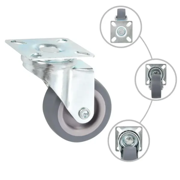 Hallid pöörlevad mööblirattad termoplastilisest kummist, 24 tk, 50 mm, 35 kg – 2
