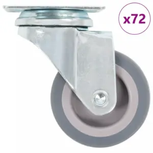 Pöörlevad mööblirattad 50 mm, hall, termoplastiline kumm, 72 tk komplekt