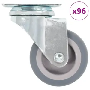 Pöörlevad mööblirattad 50 mm, hall termoplastiline kumm, 96 tk