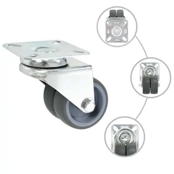 Pöörlevad plaadikinnitusega mööblirattad TPR-st, 50 mm, hall, 16 tk – 2