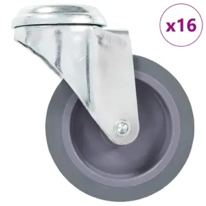 Pöörlevad mööblirattad poldiauguga, 16 tk, hall TPR, 75 mm, M10