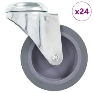 Hallid pöörlevad mööblirattad poldiaukudega, 24 tk, 75 mm, M10