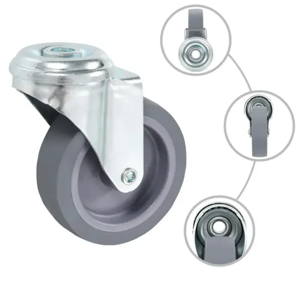 Hallid pöörlevad mööblirattad poldiaukudega, 24 tk, 75 mm, M10 – 2