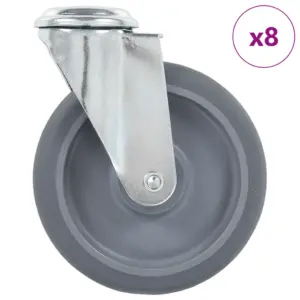 Pöörlevad mööblirattad poldiauguga, 8 tk, hall TPR, 125 mm, M12