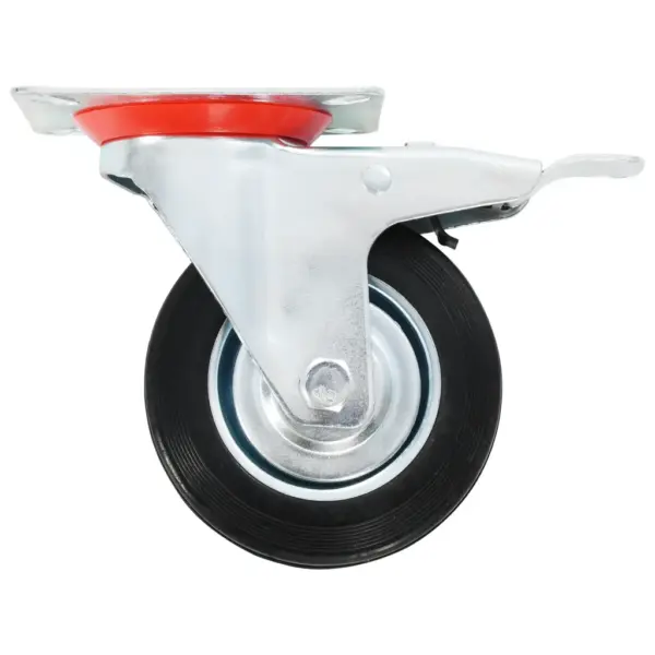 Pöörlevad kummist mööblirattad piduritega, 8 tk, 100 mm, must – 4