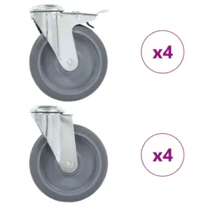 Hallid poldiaukudega pöörlevad mööblirattad, 8 tk, 125 mm
