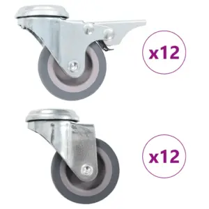 Pöörlevad mööblirattad poldiauguga, 24 tk, 50 mm, hall, piduritega ja ilma