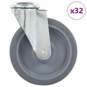 Hallid poldiauguga pöörlevad mööblirattad 32 tk, 125 mm, TPR