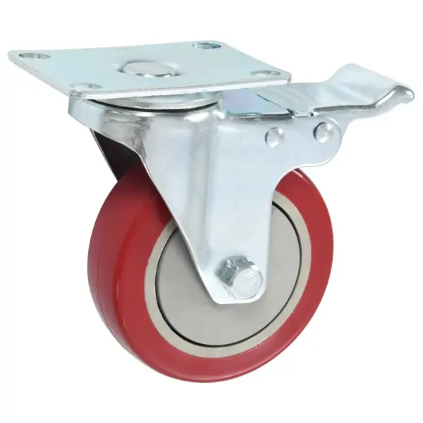 Pöörlevad mööblirattad topeltpiduritega, 4 tk, 100 mm, punane – 3