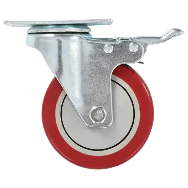 Pöörlevad mööblirattad topeltpiduritega, 4 tk, 100 mm, punane – 4