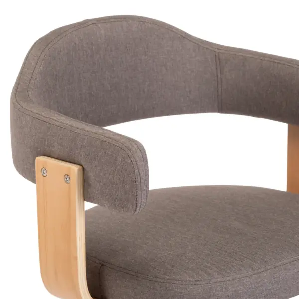 Pöörlevad söögitoolid ratastega, 4 tk, pruunikashall kangas, painutatud puit – 7