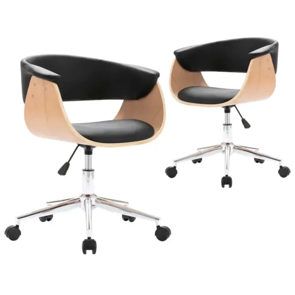 Pöörlevad söögitoolid ratastel, 2 tk, must kunstnahk – 2