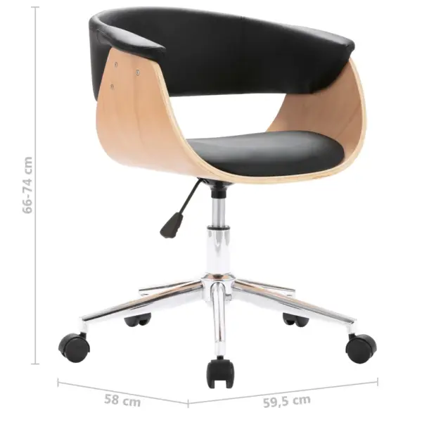 Pöörlevad söögitoolid ratastel, 2 tk, must kunstnahk – 8