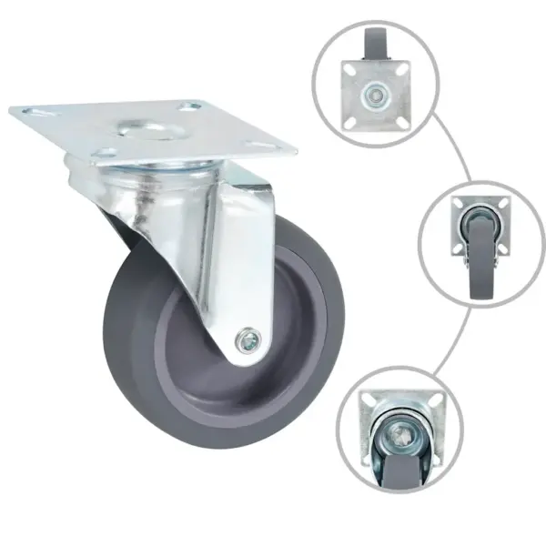 Pöörlevad TPR-mööblirattad, hall, 32 tk, 75 mm, 45 kg – 2