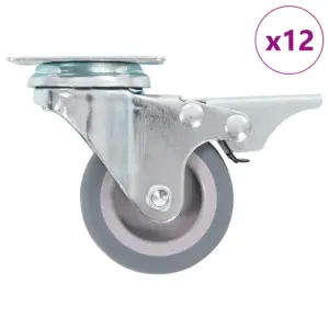 Hallid pöörlevad TPR mööblirattad piduritega, 12 tk, 50 mm, 35 kg