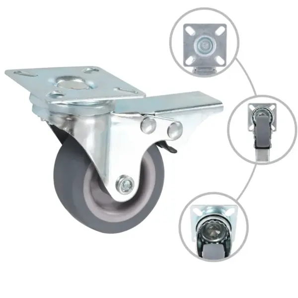 Hallid pöörlevad TPR mööblirattad piduritega, 12 tk, 50 mm, 35 kg – 2