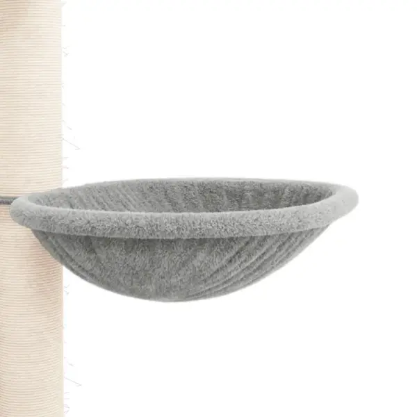 Põrandast laeni kassi kraapimispuu majakese ja pesaga, helehall, 34,5 x 34,5 x 258,5–284,5 cm – 8