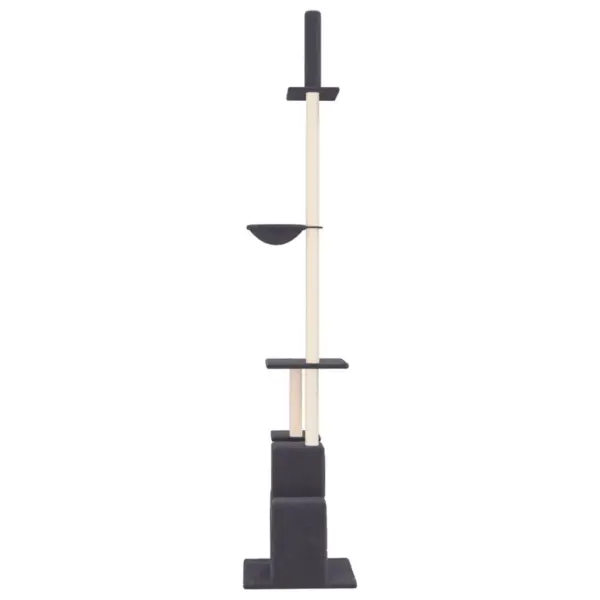 Põrandast laeni kassipuu majade ja kraapimispostidega, tumehall, 250,5–276,5 cm – 4