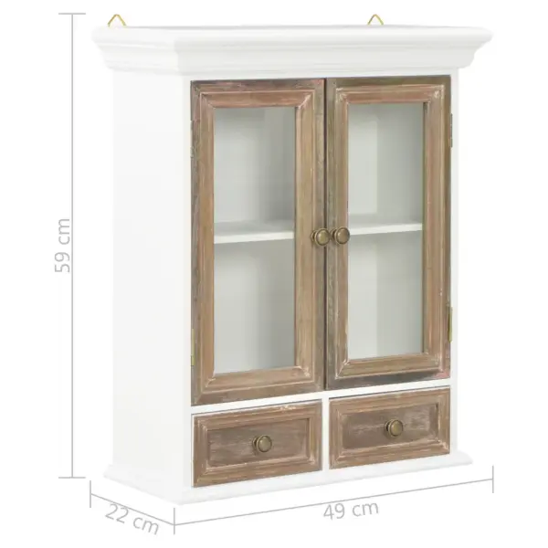 Prantsuse stiilis seinakapp 2 ukse ja 2 sahtliga, pruun-valge, tehispuit, 49 x 22 x 59 cm – 8