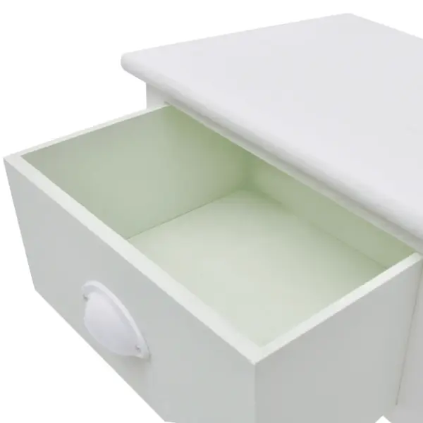 Prantsuse maamaja stiilis valged puidust öökapid, 2 sahtliga, 2 tk, 38 x 28 x 38 cm – 5