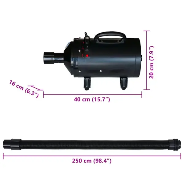 Professionaalne koeraföön 3 otsakuga, must, 2400 W – 6