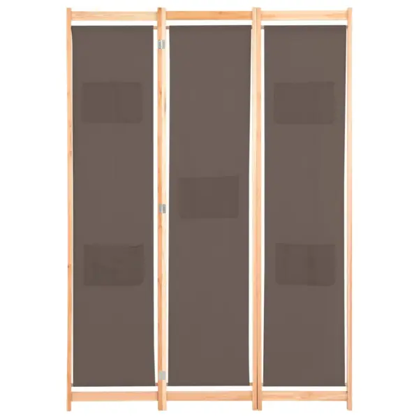3-paneeliline pruun kangast sirm kuusepuidust raamiga, 5 taskuga, 120 x 170 x 4 cm – 2