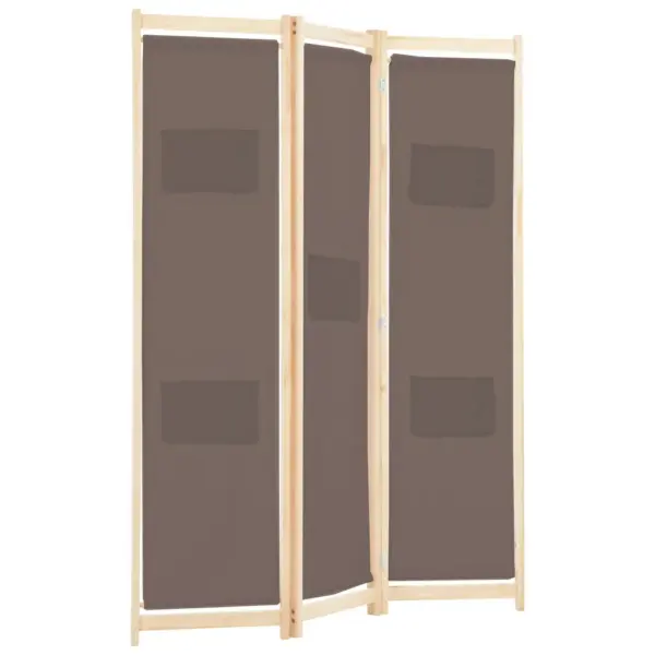 3-paneeliline pruun kangast sirm kuusepuidust raamiga, 5 taskuga, 120 x 170 x 4 cm – 3