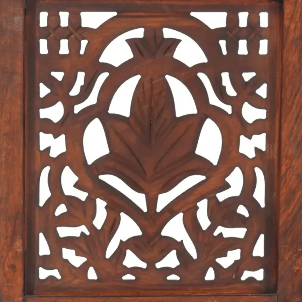 3-paneeliline pruun käsitsi nikerdatud sirm, mangopuit ja MDF, 120 x 165 cm – 4