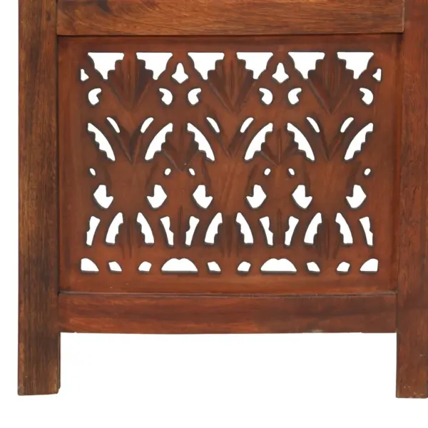 3-paneeliline pruun käsitsi nikerdatud sirm, mangopuit ja MDF, 120 x 165 cm – 5
