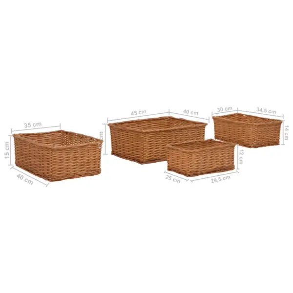 4-osaline üksteise sisse mahtuv kandiliste pajukorvide komplekt, pruun, kuni 45 x 40 x 17 cm - 12