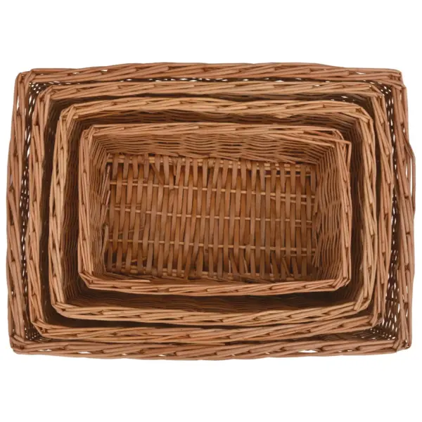 4-osaline üksteise sisse mahtuv kandiliste pajukorvide komplekt, pruun, kuni 45 x 40 x 17 cm - 3