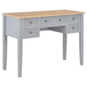Kirjutuslaud 5 sahtliga, pruun-hall MDF ja männipuit, 109,5 x 45 x 77,5 cm