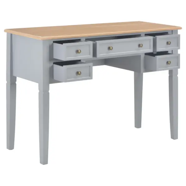 Kirjutuslaud 5 sahtliga, pruun-hall MDF ja männipuit, 109,5 x 45 x 77,5 cm – 2