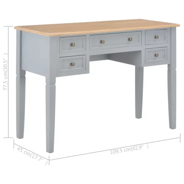 Kirjutuslaud 5 sahtliga, pruun-hall MDF ja männipuit, 109,5 x 45 x 77,5 cm – 8