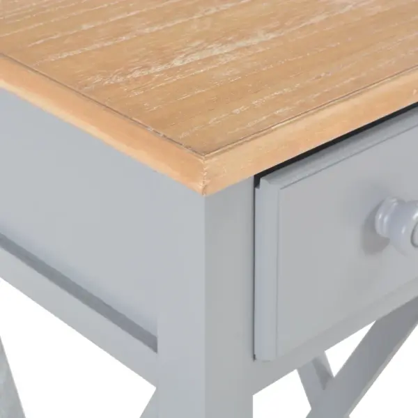 Kitsas külglaud sahtliga, pruun-hall männipuit ja MDF, 27 x 27 x 65,5 cm – 6
