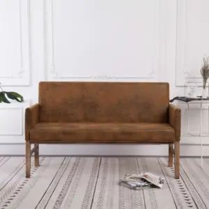 Kahekohaline pruun pink käetugedega, puitraam ja kunstseemisnahk, 140 cm
