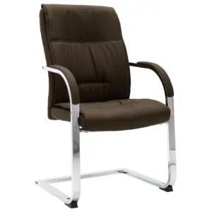 Ergonoomiline pruun kangast kontoritool käetugedega, kroomitud raam, 58 x 67,5 x 102 cm