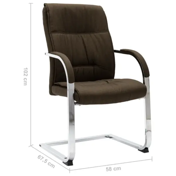 Ergonoomiline pruun kangast kontoritool käetugedega, kroomitud raam, 58 x 67,5 x 102 cm – 6