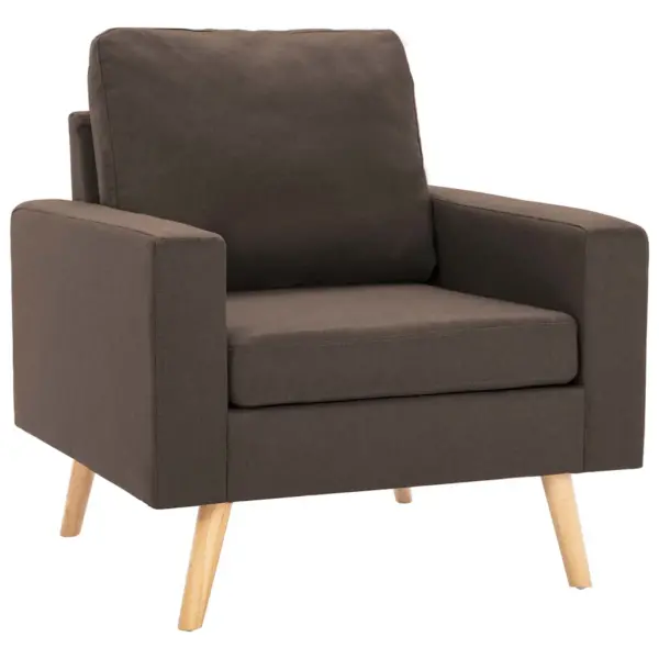 Pruun kangast tugitool puitraami ja patjadega, 77 x 71 x 80 cm – 2