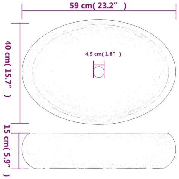 Pruun ovaalne keraamiline tööpinnavalamu 59 x 40 x 15 cm – 8