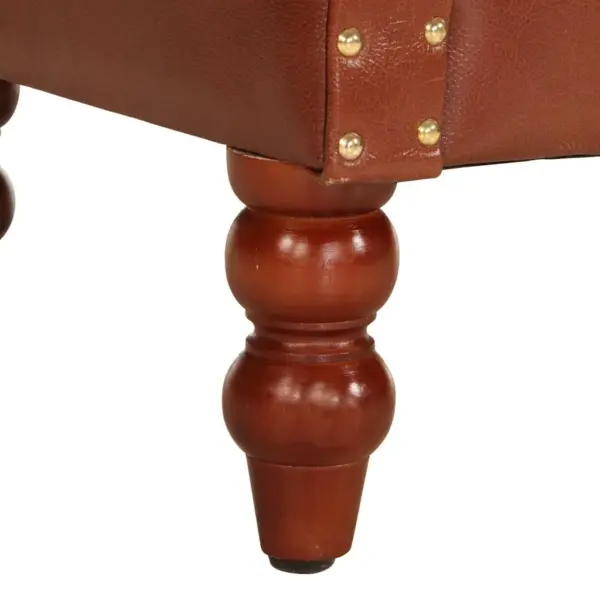 Pruun ehtsast kitsenahast tugitool mangopuidust jalgadega, 77 x 63 x 76 cm – 8