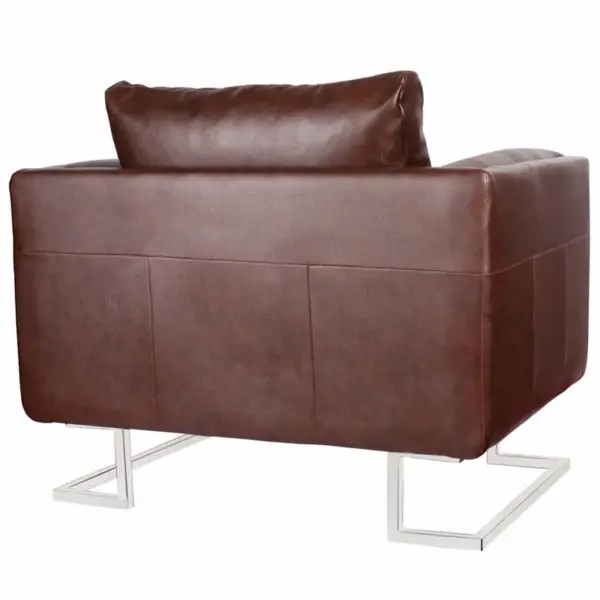 Pruun kunstnahast tugitool kroomitud jalgadega, 85,5 x 63 x 74 cm – 5