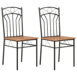 Pruun-mustad söögitoolid MDF-ist istmeplaadi ja terasraamiga, 2 tk, 40 x 48 x 86 cm
