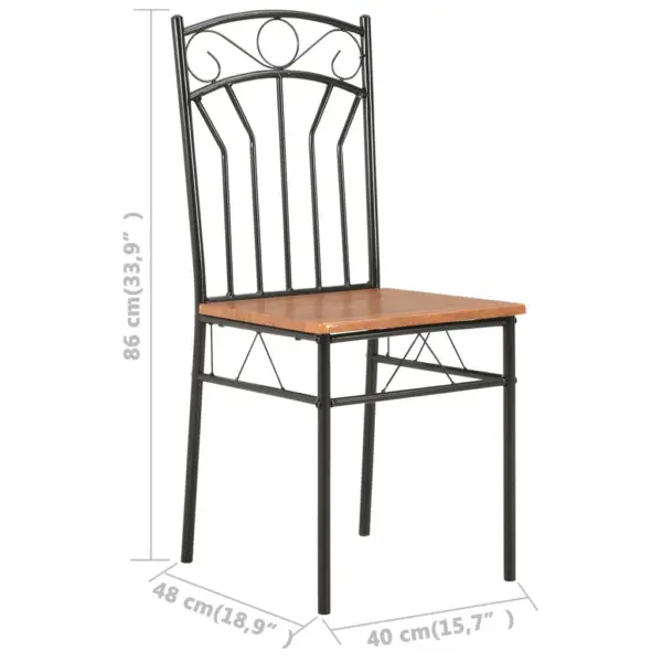 Pruun-mustad söögitoolid MDF-ist istmeplaadi ja terasraamiga, 2 tk, 40 x 48 x 86 cm – 9