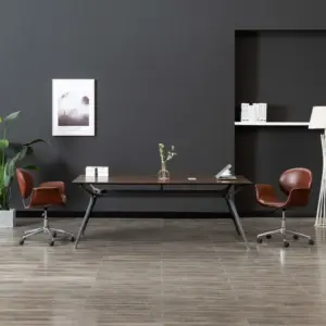 Pöörlev pruun kunstnahast kontoritool reguleeritava kõrgusega, 67 x 62 x 80–87,5 cm