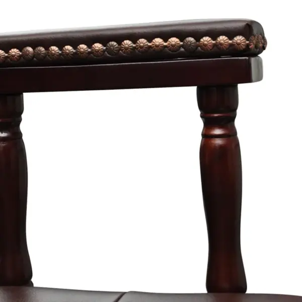 Pöörlev pruun kontoritool nahaseguga polstriga, täispuidust raamiga, 62 x 50 x (96–104) cm – 5