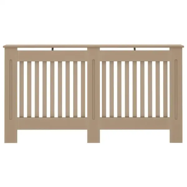 Radiaatorikate vertikaalsete liistudega, pruun tehispuit, 152 x 19 x 81,5 cm – 4