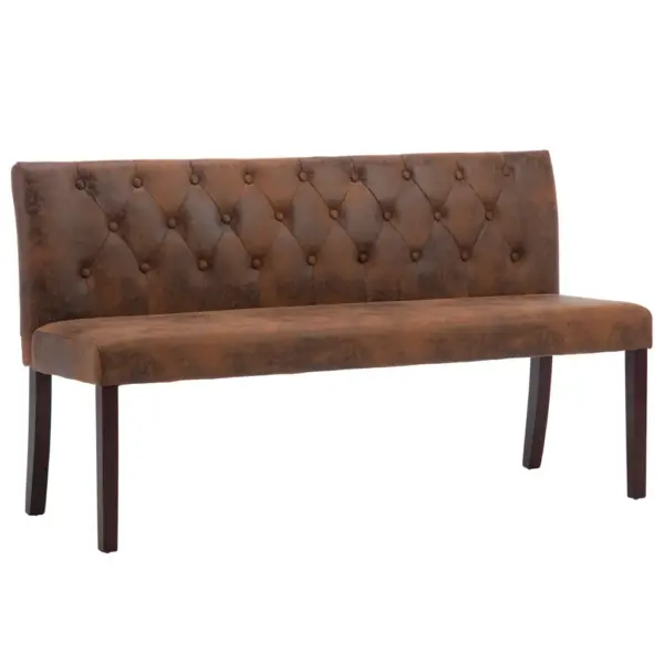 Retrostiilis seljatoega pink, pruun kunstseemisnahk, 148,5 cm – 2