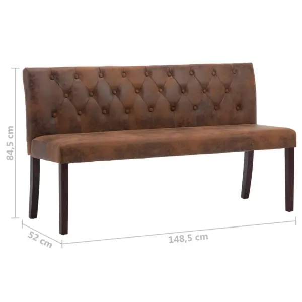 Retrostiilis seljatoega pink, pruun kunstseemisnahk, 148,5 cm – 7
