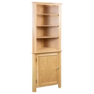 Nurgakapp 90-kraadisesse nurka, tammepuidust ja tammespooniga MDF, pruun, 59 x 36 x 180 cm
